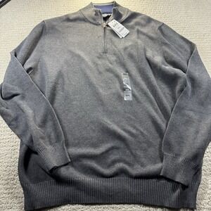 Club Room Men's Quarter-Zip Merino Wool Blend Sweater Size 2XL Gray NWT‎
